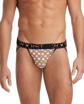 2xist Pride Jock Strap Briefs Rainbow Medium