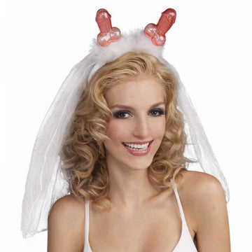 Bachelorette Penis Tiara With Veil (white)