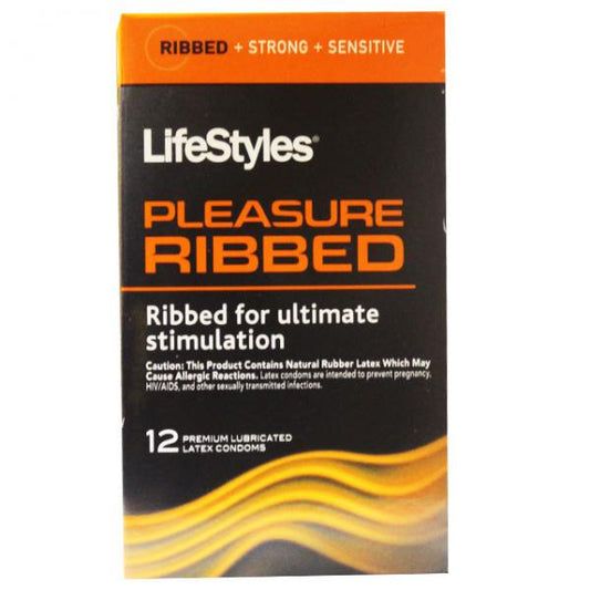 Lifestyles Pleasure Ribbed Condoms 12 Pack