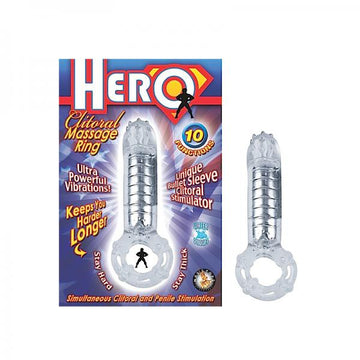 Hero Cockring &amp; Clitoral Massager-clear