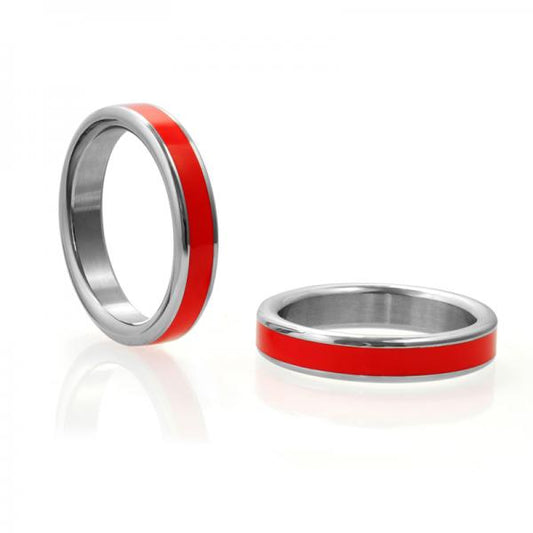 H2h Stainless Steel Cockring W/red Band 1.875 In.