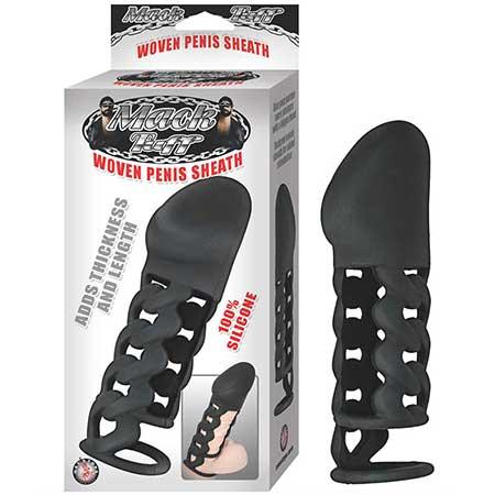 Mack Tuff Silicone Woven Penis Sheath 6in Black