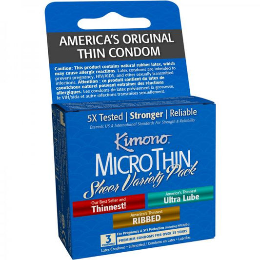 Kimono Microthin Sheer Variety Pack 3 Condoms