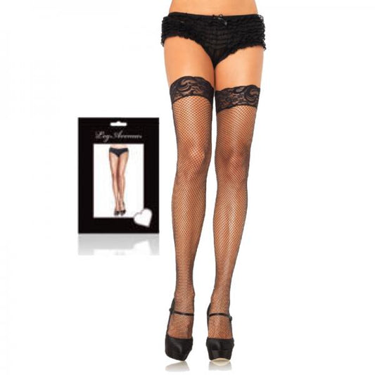 Stay Up Lycar Fishnet W/ Lace Top Thigh Hi O/s Black