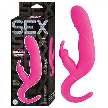 Sex Orgasm Bunny 7 Function Dual Motors Rechargeable Silicone Waterproof Pink