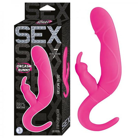 Sex Orgasm Bunny 7 Function Dual Motors Rechargeable Silicone Waterproof Pink