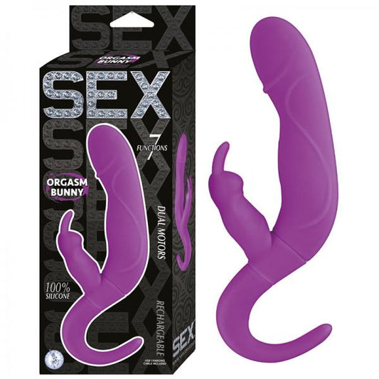 Sex Orgasm Bunny 7 Function Dual Motors Rechargeable Silicone Waterproof Purple