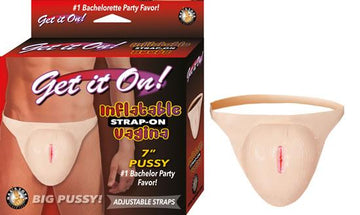 Get It On Inflatable Strap On Vagina Beige