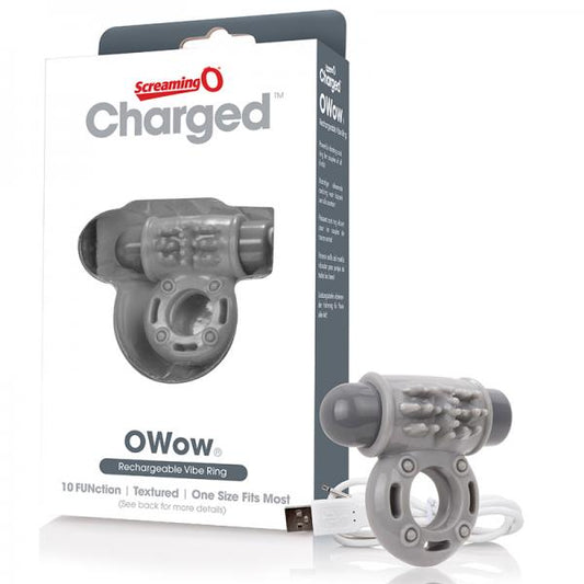 Screaming O Charged Owow Vooom Vibrating Cock Ring - Grey