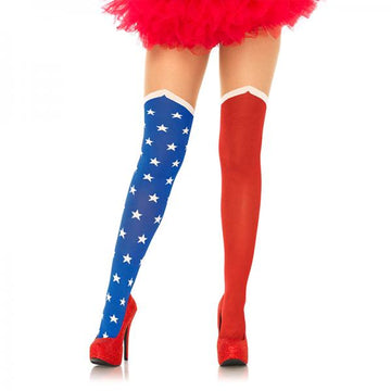 Hero Opaque Tights With Sheer Thigh O/S Blue, Red