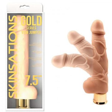 Skinsations Gold Series Vein Jumper 7.5in Vibrating Dildo Multi Function