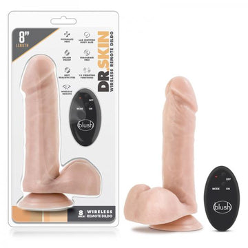 Dr. Skin - 8in 10 Function Wireless Remote Dildo - Beige