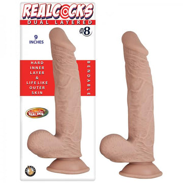 Real Cocks Dual Layered #8 Beige 9 inches Dildo