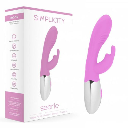 Simplicity Searle Rechargeable - Classic Rabbit Vibrator - Silicone - 10 Speed - Pink