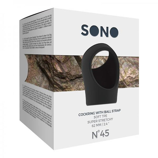 Sono No.45 - Cockring With Ball Strap - Black