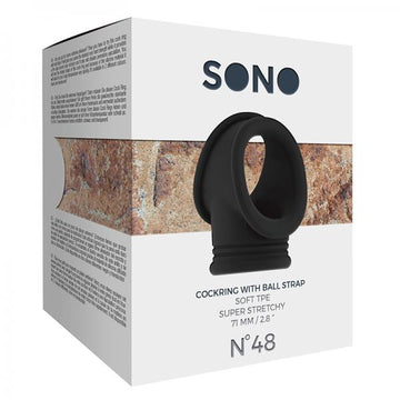 Sono No.48 - Cockring With Ball Strap - Black