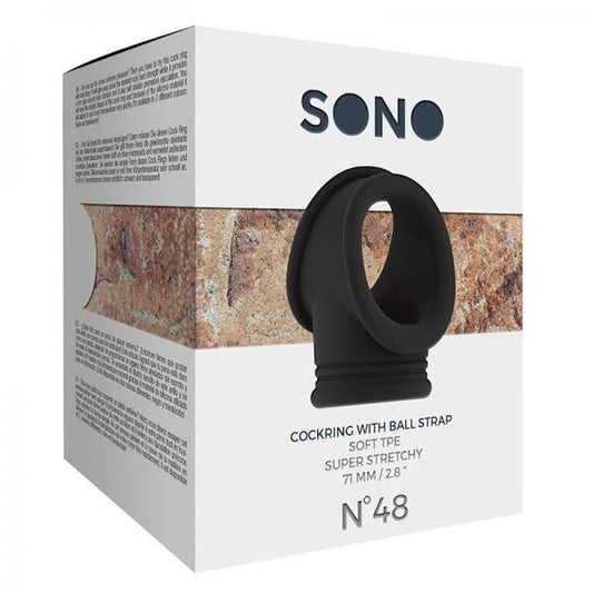 Sono No.48 - Cockring With Ball Strap - Black