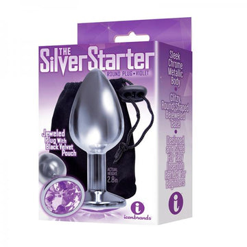 The 9&#039;s, The Silver Starter, Bejeweled Stainless Steel Plug, Violet