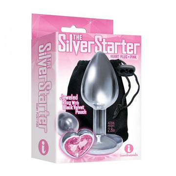 The 9&#039;s, The Silver Starter, Bejeweled Heart Stainless Steel Plug, Pink