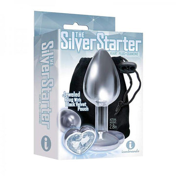 The 9&#039;s, The Silver Starter, Bejeweled Heart Stainless Steel Plug, Diamond