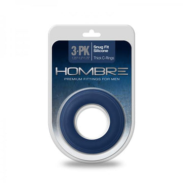 Hombre Snug Fit Silicone Thick C-rings 3pk Navy