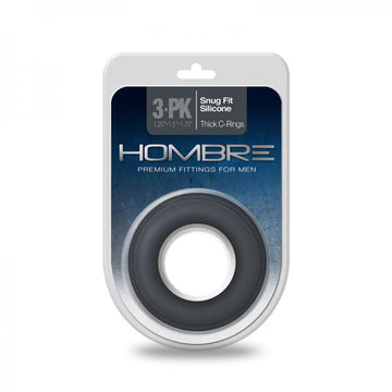 Hombre Snug Fit Silicone Thick C-rings 3pk Charcoal