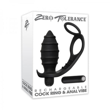 Zero Tolerance Cock Ring&amp;anal Plug W/recharge Bullet Bk