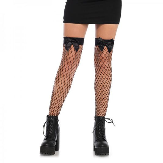 Fence Net Bow Top Thigh Highs O/s Black