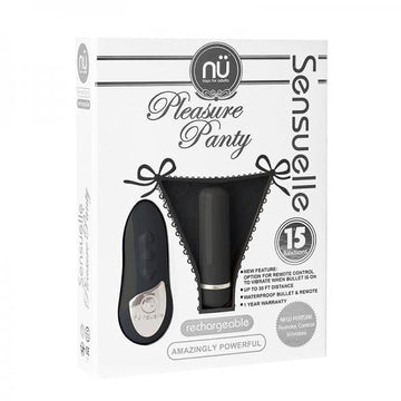 Sensuelle Pleasure Panty With Remote Control 15 Function Bullet Black