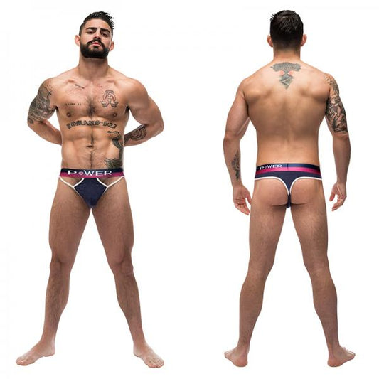 Male Power French Terry Cutout Thong Navy S/m