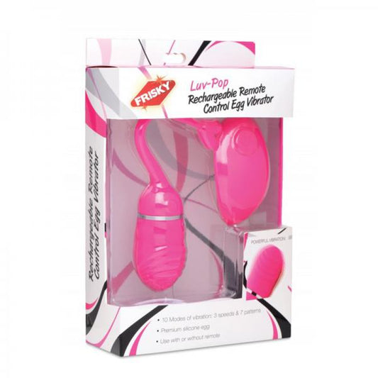 Frisky Luv-pop Rechargeable Remote Control Egg Vibrator - Pink