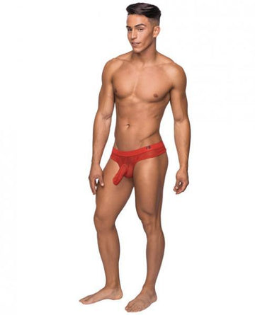 Male Power Hoser Mesh Thong Red L/XL