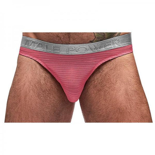 Male Power Mesh Rib Bong Thong Salmon S/m