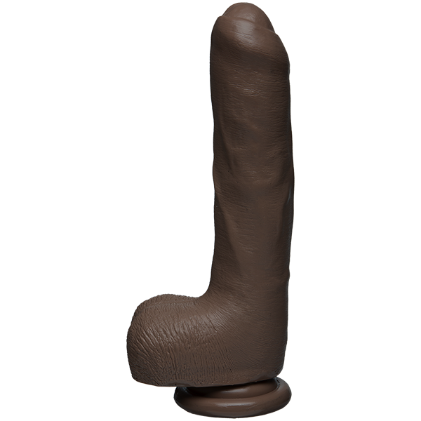 The D Uncut D 9 inches With Balls Firmskyn Brown Dildo