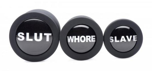 Dirty Words Anal Plug Set 3 Piece Black Plugs