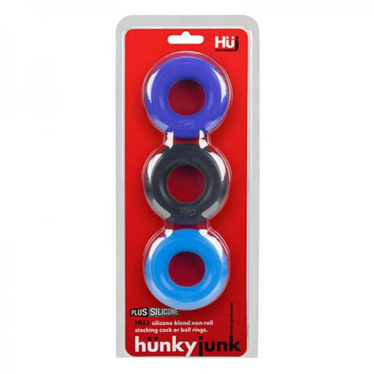 Hunkyjunk Huj3 3-pack C-ring,  Blue Multi