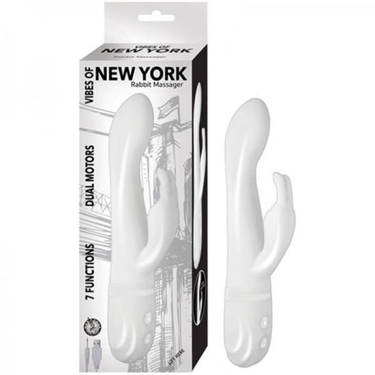 Vibes Of New York Rabbit Massager Dual Motors 7 Function Rechargeable Silicone Waterproof  White