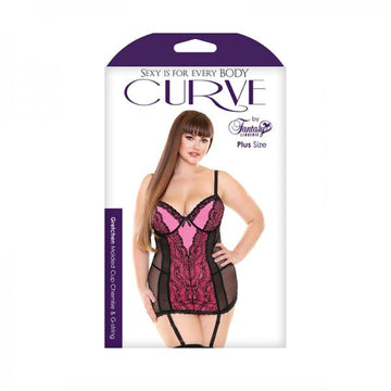 Gretchen Molded Cup Chemise &amp; G-string Neon Pink 1x/2x