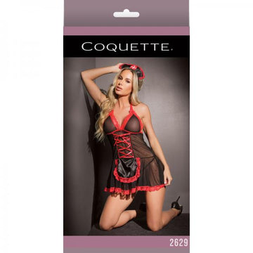 Nurse Babydoll Black &amp; Red Os