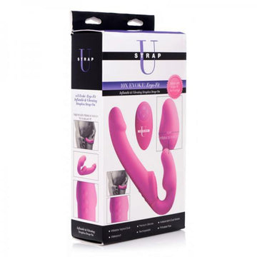 10x Evoke Ergo Fit Inflatable &amp; Vibrating Silicone Strapless Strap-on