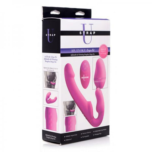 10x Evoke Ergo Fit Inflatable & Vibrating Silicone Strapless Strap-on