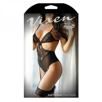 Vixen Dark Paradise Cutout Teddy With Lace Top Garters