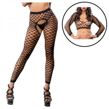 Black Mesh/fishnet Crotchless Legging