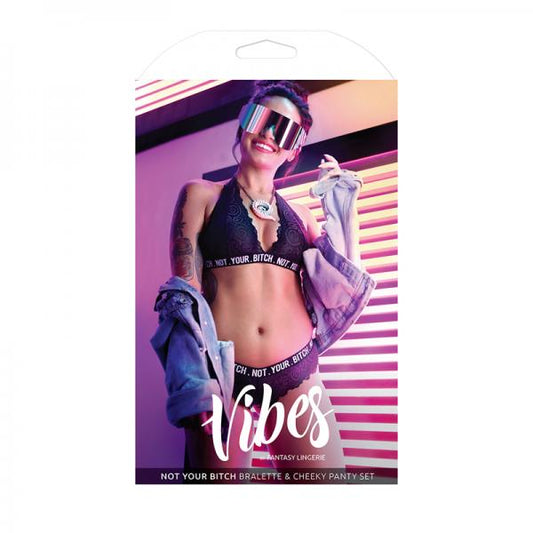 Vibes Not Your Bitch Bralette/panty S/m Blk