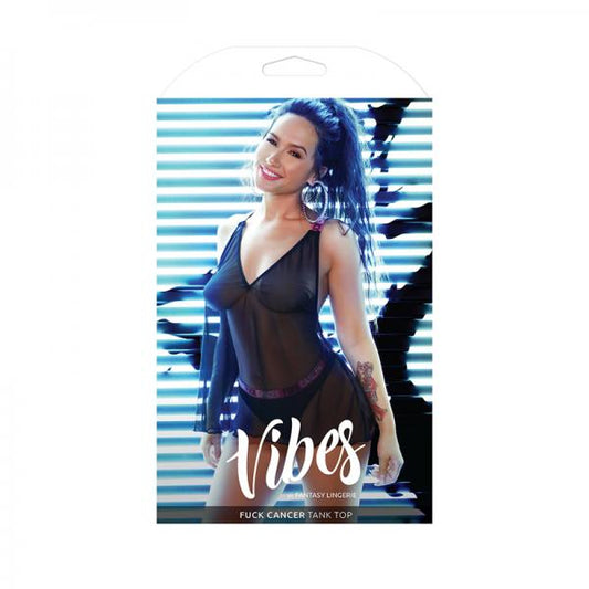 Vibes Fuck Cancer Racerback Tank Top Blk M/l