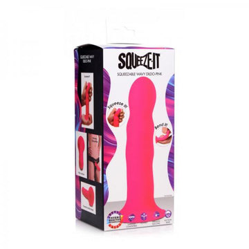 Squeezable Wavy Dildo - Pink