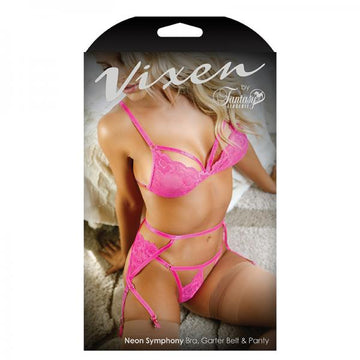 Vixen Neon Symphony Bralette, Garter Belt &amp; Panty One Size