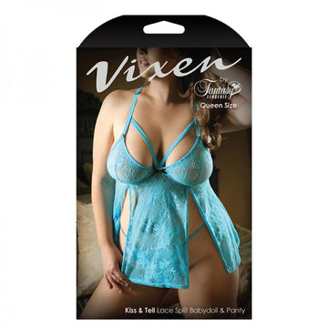 Vixen Kiss &amp; Tell Lace Split Babydoll &amp; Panty Queen