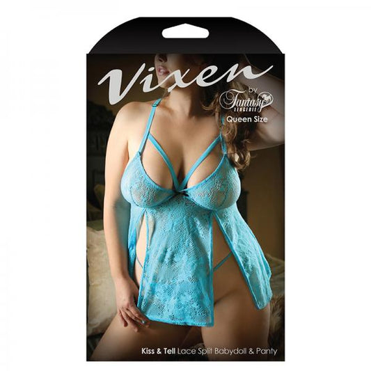 Vixen Kiss & Tell Lace Split Babydoll & Panty Queen