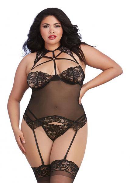 Bustier & G-String Black O/S Queen